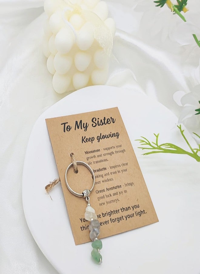 OVIFICEA Sister Gifts From Sister for Birthday,Natural Crystal Keychain Christmas Gift for Women Best Friend,Gift From Sisters Adult - Image 2